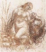 Leonardo  Da Vinci Study for a kneeling Leda painting